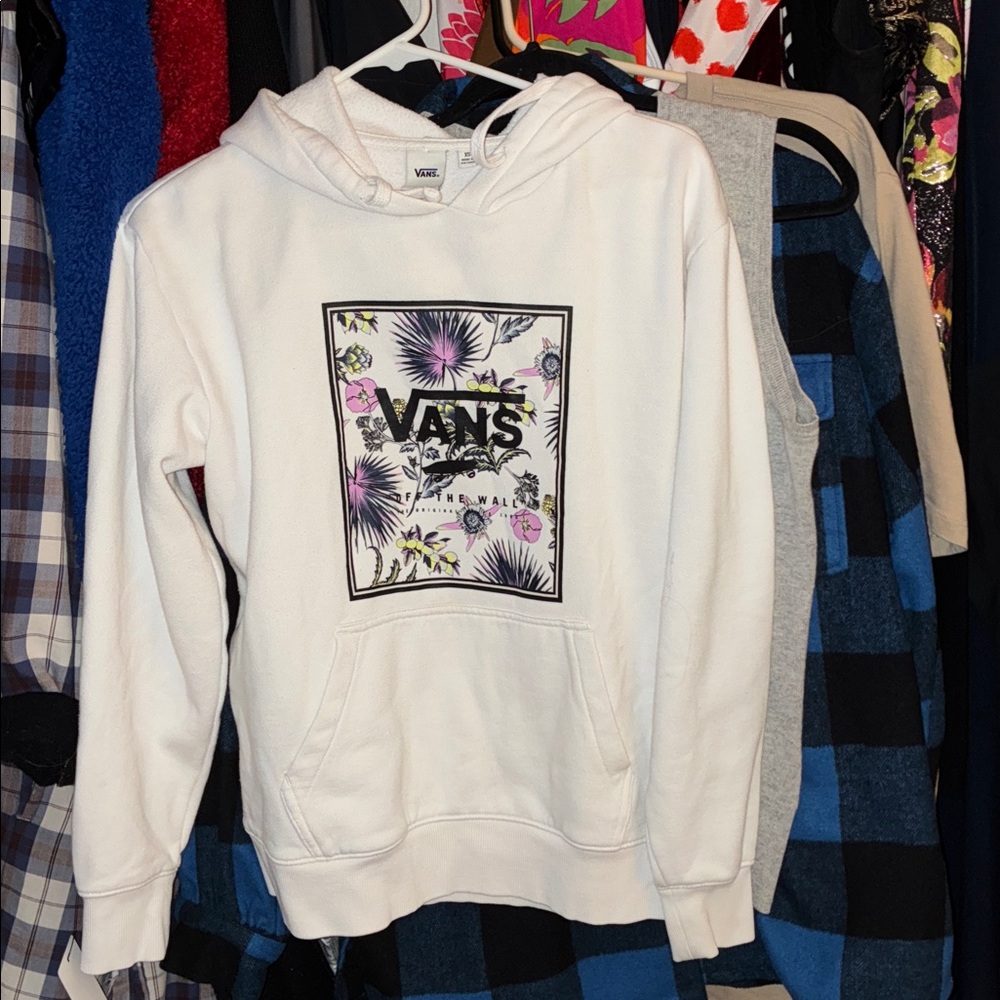 🎉💝Host Pick 3/16/26 💝🎉 EUC Vans White Hoodie with Floral Print